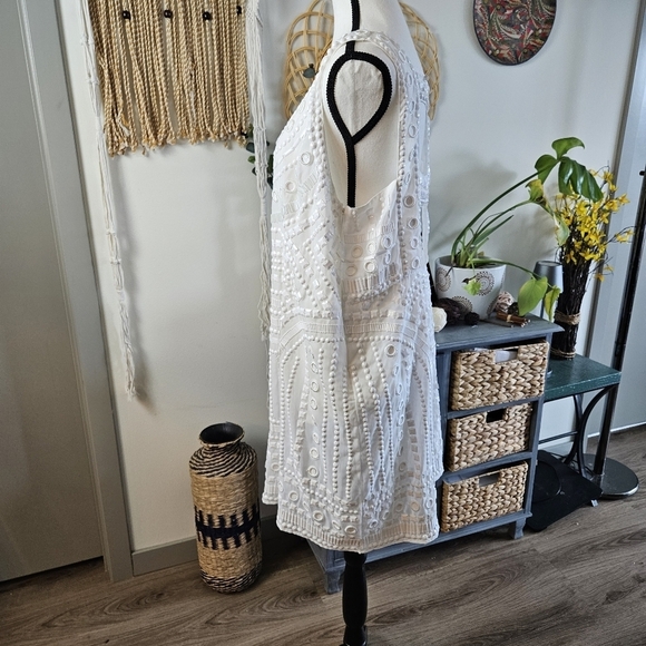 ASOS Embroidered Crystals White Dress Cutout US 14 Bohemian Party White Party - Picture 4 of 7